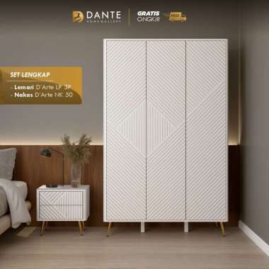 Dante Set Kamar Tidur 1 / Paket Lemari + Nakas / D'Arte LP / D'Arte NK 50 Lemari 3 pintu