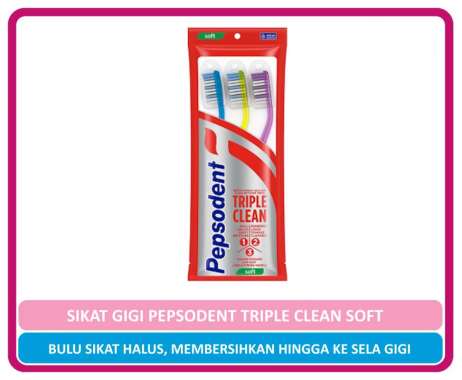Pepsodent Sikat Gigi Triple Clean Soft Multipack Isi 3 Soft