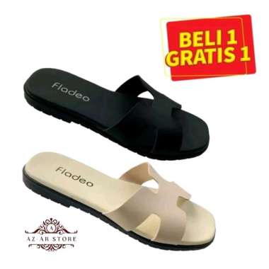 Fladeo Sandal wanita beli 1 gratis 1 39 Hhitam+Hkrem