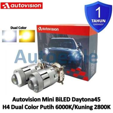 Autovision Mini BiLED Daytona H4 Putih Kuning Lensa Projie Lampu Mobil Single Color