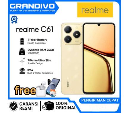 HP realme C61 8/128GB GARANSI RESMI REALME - GRANDIVO Ram 8/128GB Bonus SPARK GOLD