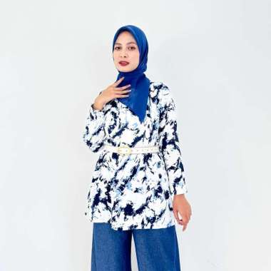 LEZAHRASIGNATURE Blouse Cotton Zara - Atasan Muslim Wanita Lengan Panjang Fit - XL Casual Motif Tied