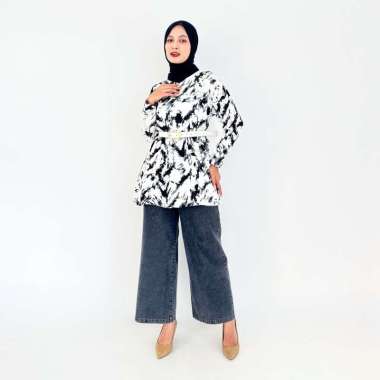 LEZAHRASIGNATURE Blouse Cotton Zara - Atasan Muslim Wanita Lengan Panjang Fit - XL Casual Motif Tied