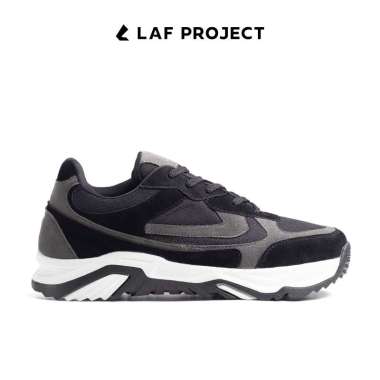 Sepatu Sneakers Pria Hitam Putih Polos Casual Keren Sporty Neo Walk LAF Project 44 Black Grey