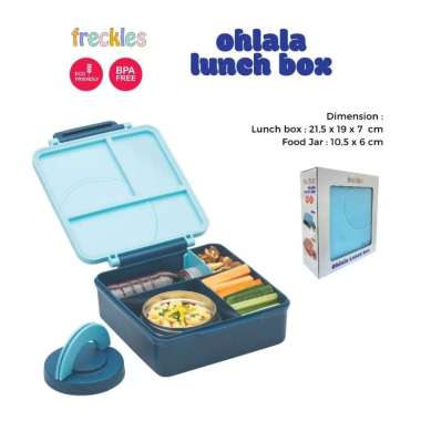 Freckles Ohlala Lunch Box Stainless Steel Food Jar Tempat Makan Anak BLUE