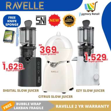 RAVELLE Ezy Slow Juicer Digital Citrus Pembuat Jus Buah Segar Ampas Kering Low Watt Slow Juicer-Silv