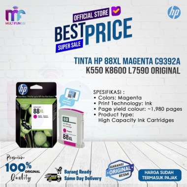 Tinta HP 88XL Magenta C9392A K550 K8600 L7590 Original Garansi Resmi