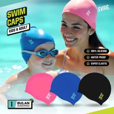 Swimming Cap - SVRG - Topi Renang Silikon Premium Anti Slip Waterproof Elastis untuk Dewasa & Anak K