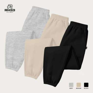 RHID - Celana Jogger Training Olahraga Panjang Pria Polos Bahan Plece Cotton Fleece Gym Lari Jogging