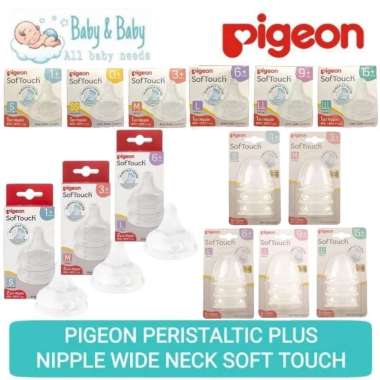 PIGEON SofTouch Peristaltic Plus Nipple Wide Neck Gen 3 - Dot Bayi Wide Neck LLL isi 1