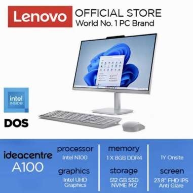 Lenovo A100 AIO F0J6000FID DOS Intel N100 8GB 512GB SSD 23.8" FHD All-in-One Desktop PC