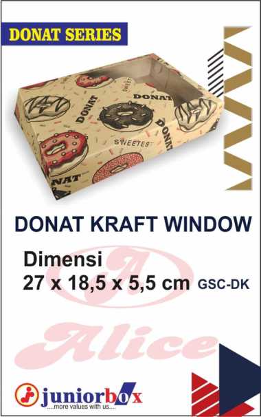 [1 LEMBAR] DUS DONAT BERBAGAI MOTIF , UKURAN 27X18.5X5.5 (ISI 6) KRAFT LAMINASI