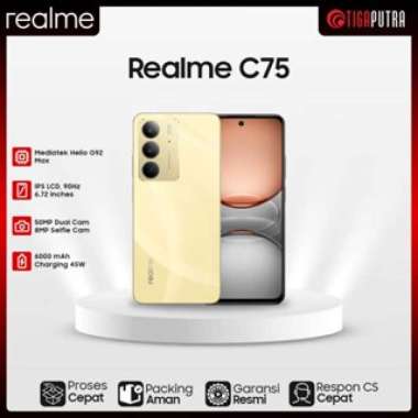 Realme C75 (RAM 8GB, ROM 128/256GB, IP69 Waterproof, 6000 mAh) 8/128GB, Black