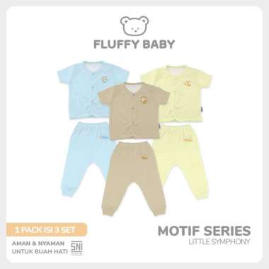 FLUFFY Setelan Baju Pendek Celana Panjang Little Symphony (Isi 3Pasang) SBDJSB LSB SML M LTL SYMPHON