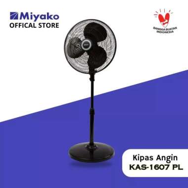 Kipas Angin Miyako KAS1607PL Jaring plastik 16 inch - Stand Fan Kaki Bulat - 50 Watt