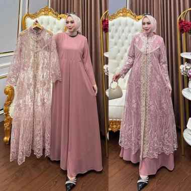 KIUKIU AMIRA DRESS - GAMIS + OUTER BRUKAT - DRESS OUTER RENDA BRUKAT MEWAH - GAMIS TERBARU MUSLIMAH 