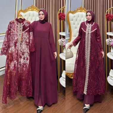 KIUKIU AMIRA DRESS - GAMIS + OUTER BRUKAT - DRESS OUTER RENDA BRUKAT MEWAH - GAMIS TERBARU MUSLIMAH