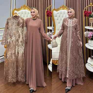 KIUKIU AMIRA DRESS - GAMIS + OUTER BRUKAT - DRESS OUTER RENDA BRUKAT MEWAH - GAMIS TERBARU MUSLIMAH 