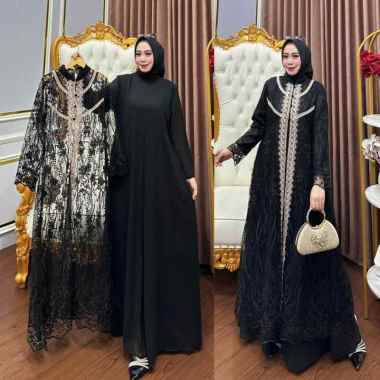 KIUKIU AMIRA DRESS - GAMIS + OUTER BRUKAT - DRESS OUTER RENDA BRUKAT MEWAH - GAMIS TERBARU MUSLIMAH 