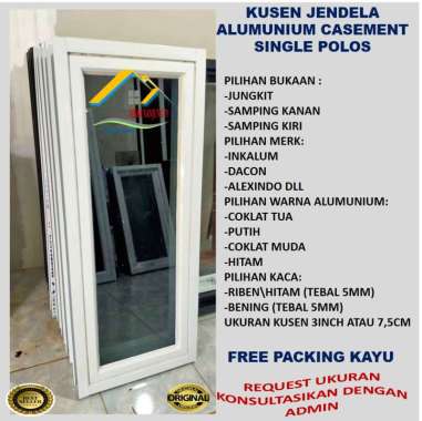 JENDELA ALUMINIUM UK 40X100CM SINGLE POLOS HITAM\JUNGKIT\KACA BENING