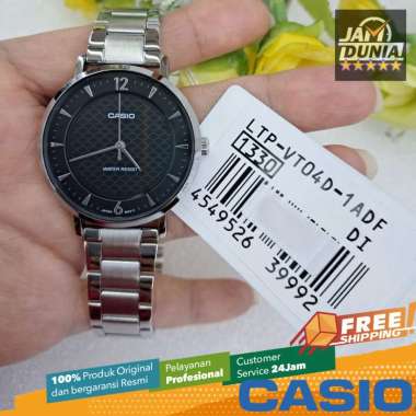 CASIO ORIGINAL - JAM WANITA STAINLESS ANALOG CASIO LTP-VT04D-1ADF CASIO LTP VT04D 1A - STAINLESS CAS