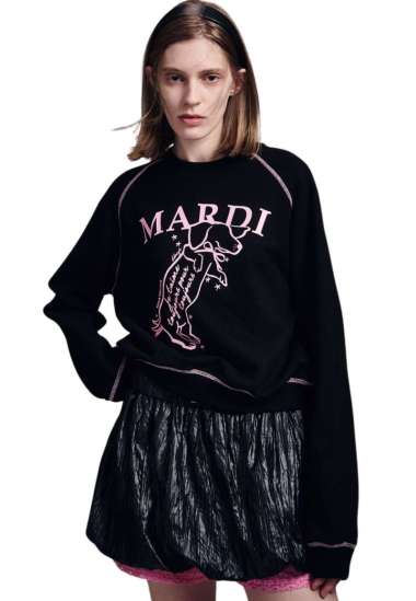 Sweatshirt Raglan Swing The Tail Ddanji - Black Pink