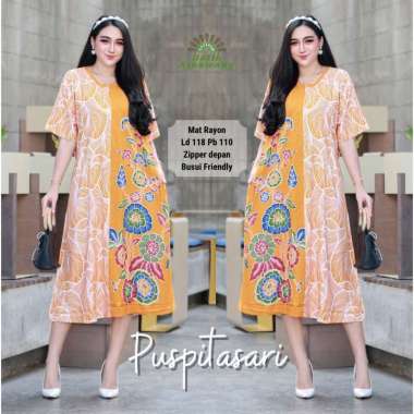 [ALESHA] Daster Batik Payung PUSPITASARI Busui Freindly Bahan Rayon Super PUSPITASR-KUNING