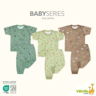 Velvet Junior Baby Series 3 Boy - Setelan Kancing Pundak Pendek+Celana Panjang L