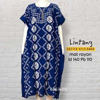 Daster Batik Kelelawar Jumbo LINTANG JUMPUTAN BESAR NAVY Bahan Rayon Super Lintang-Polkadot
