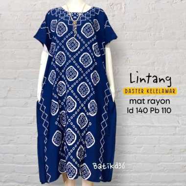 Daster Batik Kelelawar Jumbo LINTANG JUMPUTAN BESAR NAVY Bahan Rayon Super Lintang-Batik