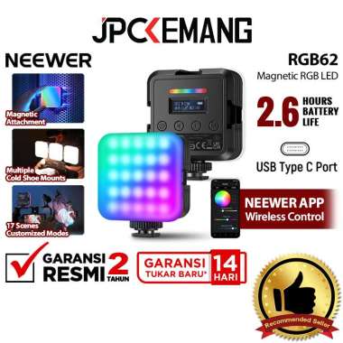 JPC KEMANG Neewer RGB62 Magnetic RGB LED Portable Video Light With App Control Neewer RGB 62 Lightin