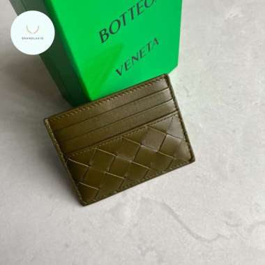 Bottega veneta intrecciato cardholder in olive oil 6cc+slot