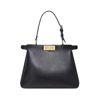 Fendi Peekaboo Soft Medium Leather Shoulder Bag Black Black