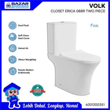 Volk - Closet / Kloset / Toilet Duduk Erica 088R 088 R Two Piece White Complete Set