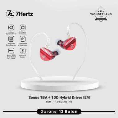 7Hz Sonus 7Hertz Sonus 1BA+1DD Hybrid Driver In Ear Monitor Earphone Red