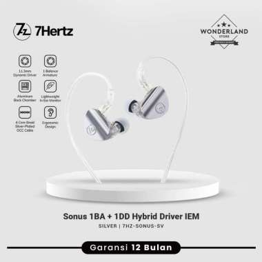 7Hz Sonus 7Hertz Sonus 1BA+1DD Hybrid Driver In Ear Monitor Earphone Silver