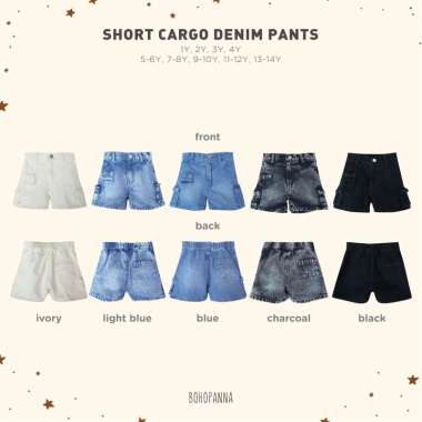BOHOPANNA - SHORT CARGO DENIM PANTS - CELANA PENDEK ANAK 9-10Y CHARCOAL