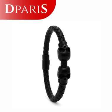 DPARIS Gelang Tangan Kulit Black Model TengkorakTKI173