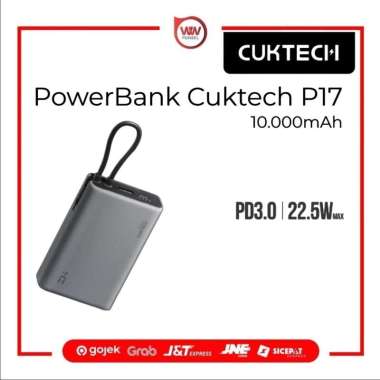 CukTech P17 PowerBank 10000mAh Type C Cable Fast Charging Grey