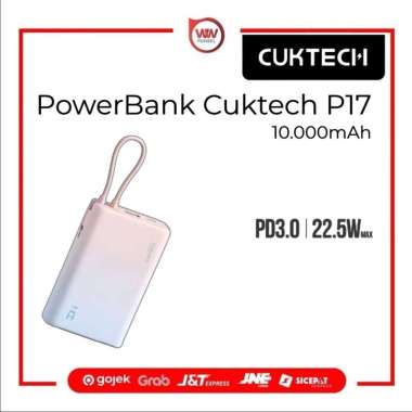 CukTech P17 PowerBank 10000mAh Type C Cable Fast Charging Pink