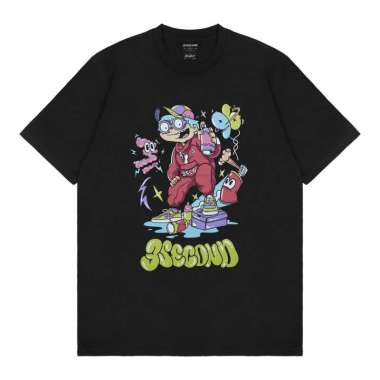 3Second Men's T-Shirt Short Sleeve Regular Fit Cotton Rugrats C590325 Black L