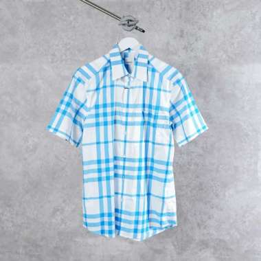 Kemeja BURBERRY CLAVERDON CHECK WHITE BLUE SS24 SHIRT 100% ORIGINAL M