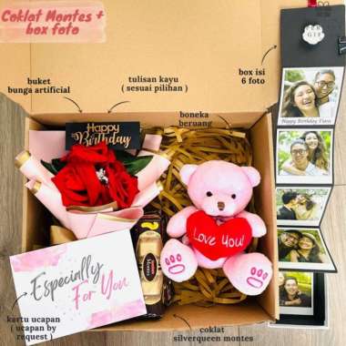 Hampers Kado Cewek Hadiah Ultah Kado Ultah Kado Anniversary Kado Ultah Coklat+Box Foto Happy Birthda