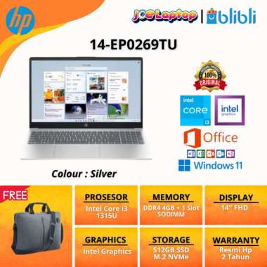 HP 14-EP0269TU Silver i3 1315U Win11 OHS (14" FHD/UMA/512GB SSD/4GB)