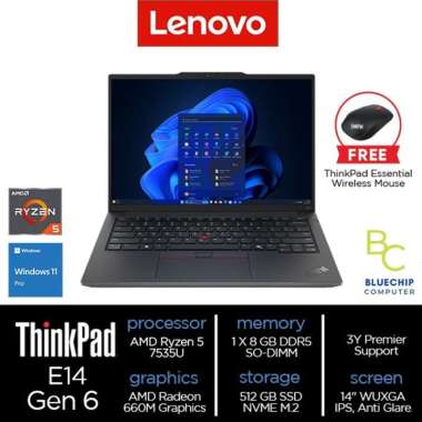 Lenovo ThinkPad E14 Gen 6 (AMD) Ryzen 5 7535U 8GB 512GB SSD Win11Pro