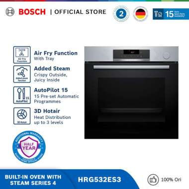 Bosch HRG532ES3 Oven Tanam / Built-In Oven with Steam Series 4 Stainless steel