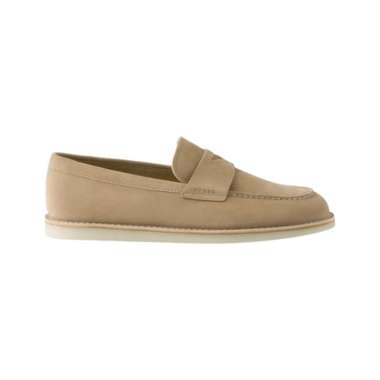 [5.5UPER DEALS] Prada Bleached Suede Loafers Ecru 7 Nude