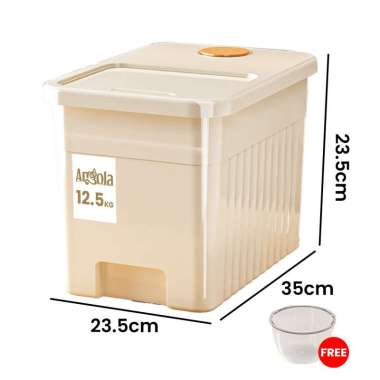 Angola Tempat Penyimpanan Beras Anti Kutu dan Serangga E17-E27 Rice Bucket/Dispenser Beras 12.5KG Cr