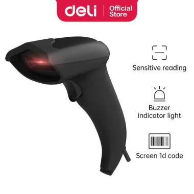 Pre Order Deli ES201 Handheld Barcode Scanner - Mesin Scanner Barcode