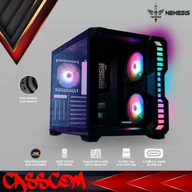 NYK Nemesis Casing Gaming T80 Rubix + Fan Case RGB Micro ATX / ITX / ATX